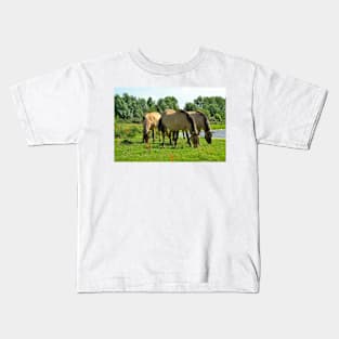 Wild konik horses Kids T-Shirt